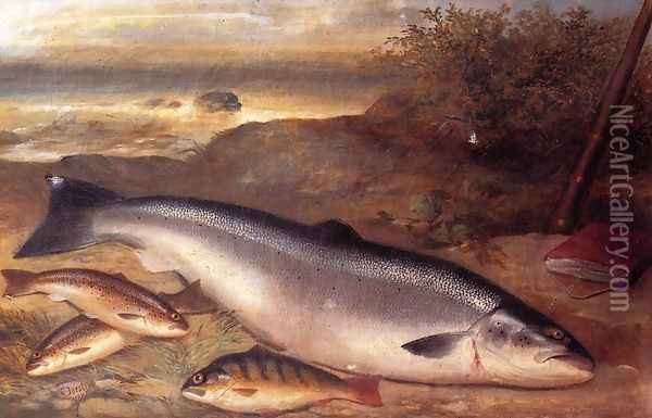 Still Life of Fish Oil Painting - Gustave Joseph Cheret