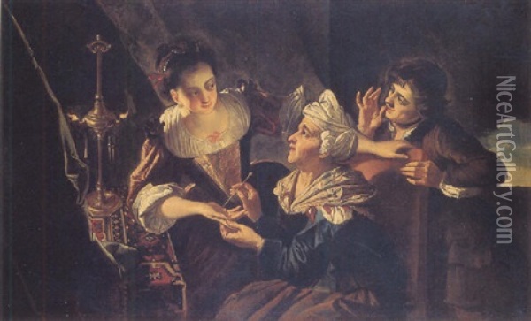 A Fortune Teller Oil Painting - Pietro Bellotti