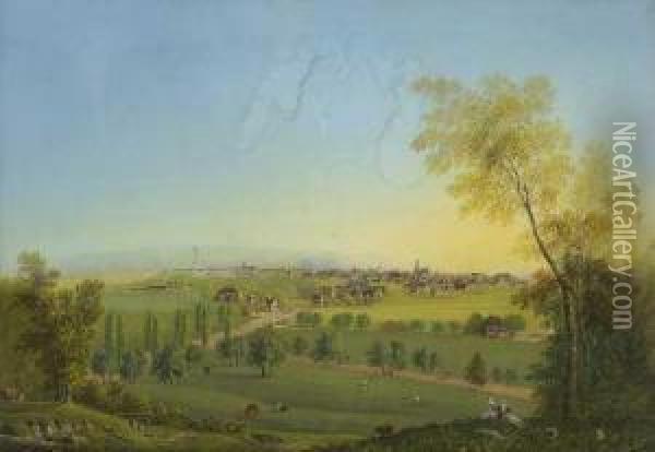 Blick Auf Kassel. Oil Painting - Johann Heinrich Bleuler I