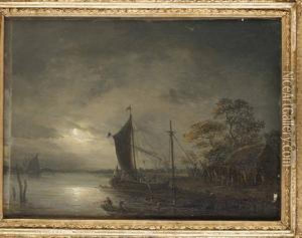 Manskenslandskap Med Figurer Och Batar Oil Painting - Pehr Gustaf Von Heideken