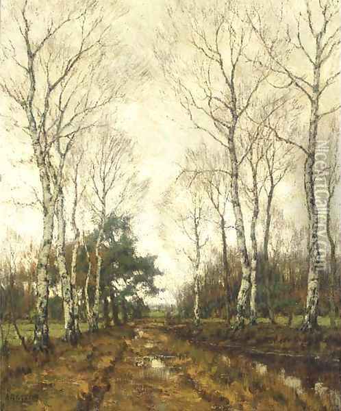 Birches in autumn Oil Painting - Arnold Marc Gorter