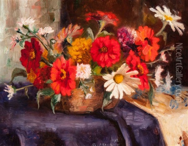 Still Life Of Flowers Oil Painting - Clara Von Sivers