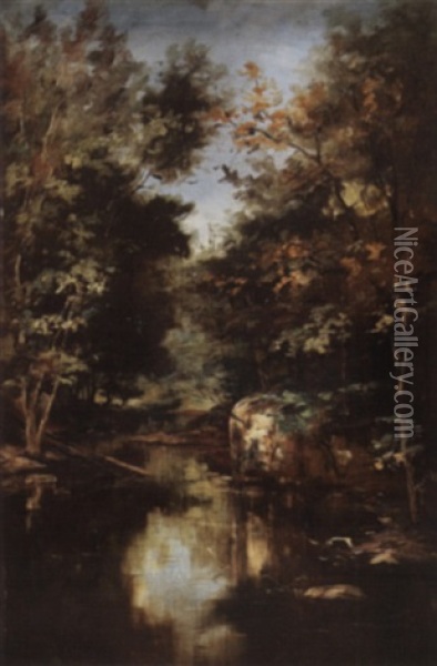 Woodland Stream Oil Painting - Arthur Edward Blackmore