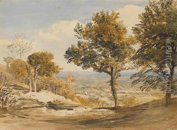 An Extensive Landscape, Possibly The Weald Of Kent Oil Painting - John Linnell