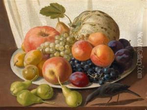 Ein Obstteller Mit Birnen Oil Painting - Leopold Stoll