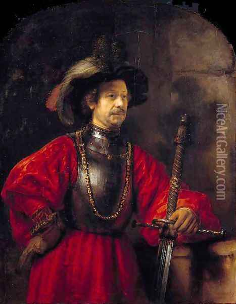 Portrait of a Man in Military Dress Oil Painting - Rembrandt Van Rijn