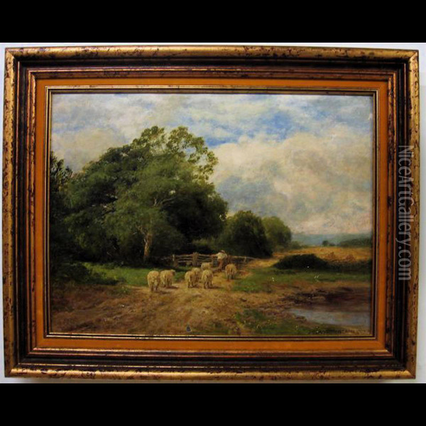 Shepherd & Flock Oil Painting - John Clayton Adams