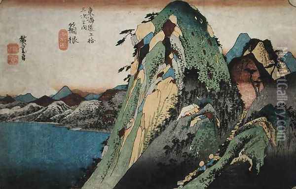 Hakone Lakeside Scene Station 11 Oil Painting - Utagawa or Ando Hiroshige