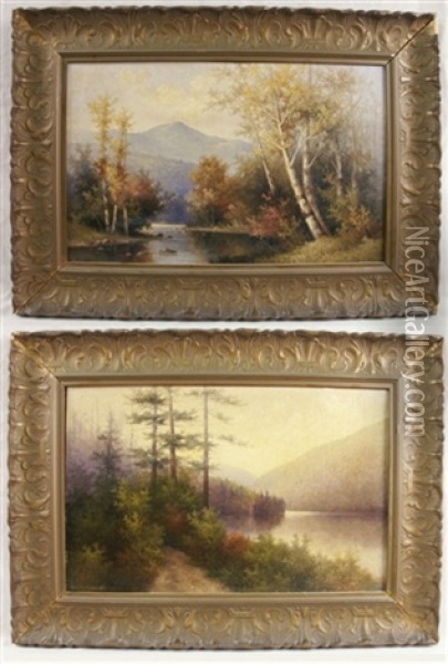 New Hampshire Landscape (+ Another; Pair) Oil Painting - George Mcconnell