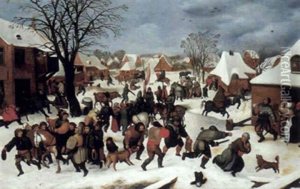 Le Massacre Des Innocents Oil Painting - Marten van Cleve the Elder
