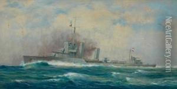 Naval Scene Oil Painting - Percy Fred. Seaton Spence