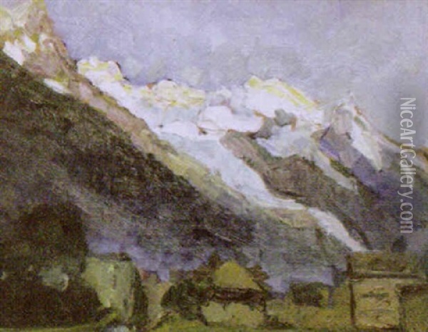 Ansicht Von Davos Oil Painting - Wilhelm Maly