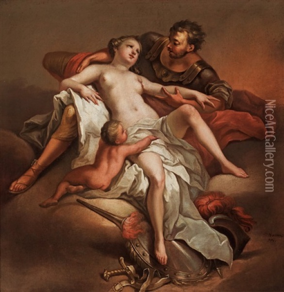 Mars, Venus Och Cupid Oil Painting - Charles Joseph Natoire