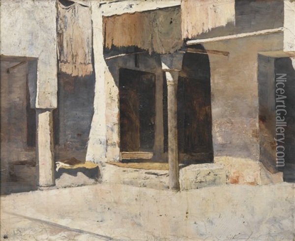 Vue D'une Cour En Algerie Oil Painting - Louis Maurice Boutet de Monvel
