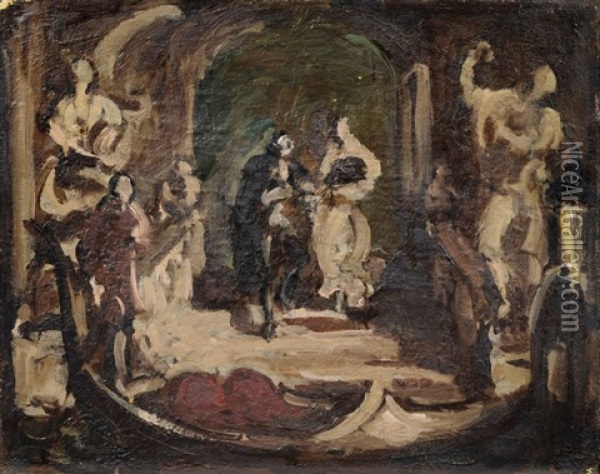 Opernszene Mit Paar An Einer Gondel Oil Painting - Fritz Max Hofmann-Juan