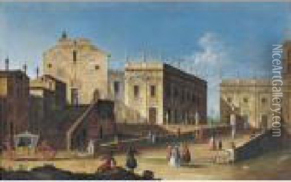 View Of The Capitoline, Rome, With The Church Of Sta Maria D'aracoeli At Left Oil Painting - Apollonio Domenichini