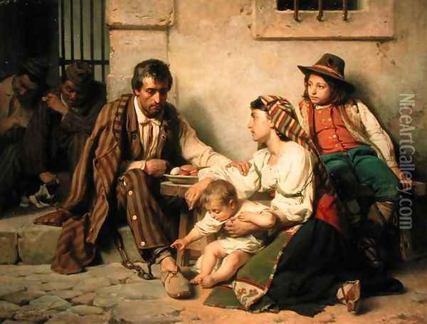 Prisoner Meeting His Family, 1868 Oil Painting - Vasili Petrovich Vereshchagin