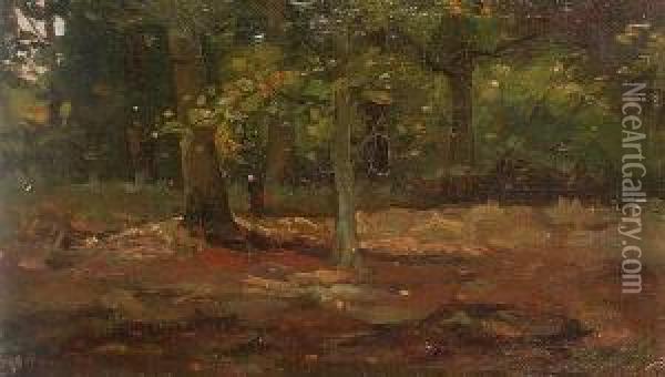 A Figure In A Wooded Landscape Oil Painting - Laszlo Paal