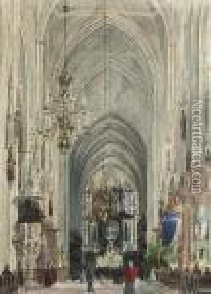 Interior Of Cathedral St. Stephen At Vienna Oil Painting - Franz Alt