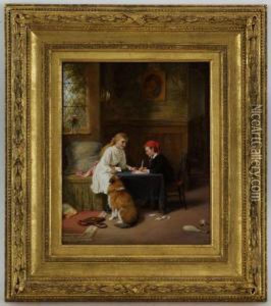 A Letter To Mother Oil Painting - George Bernard O'Neill
