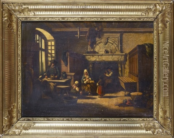 Familjeinterior Oil Painting - Herman Frederik Carel ten Kate