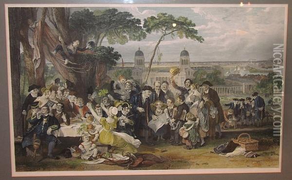 News Of Victory At Trafalgar Oil Painting - John Burnet