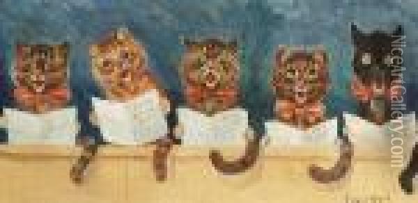 Come Birdie Come Oil Painting - Louis William Wain
