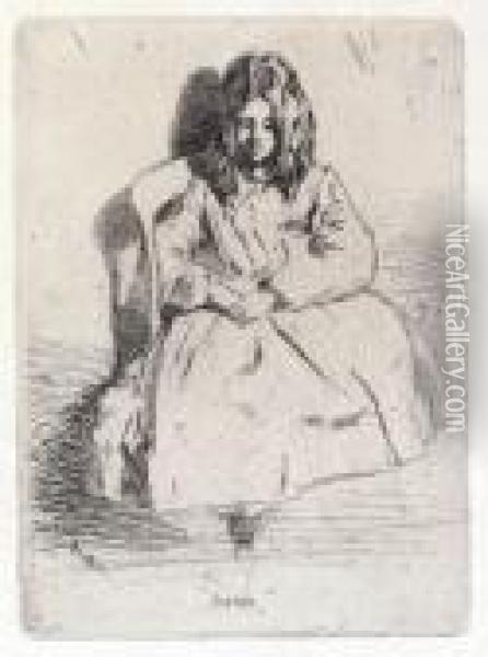 Annie, Seated Oil Painting - James Abbott McNeill Whistler