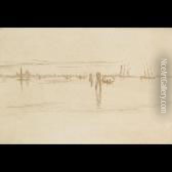 Long Lagoon (from The Second Venice Set) [kennedy 203] Oil Painting - James Abbott McNeill Whistler