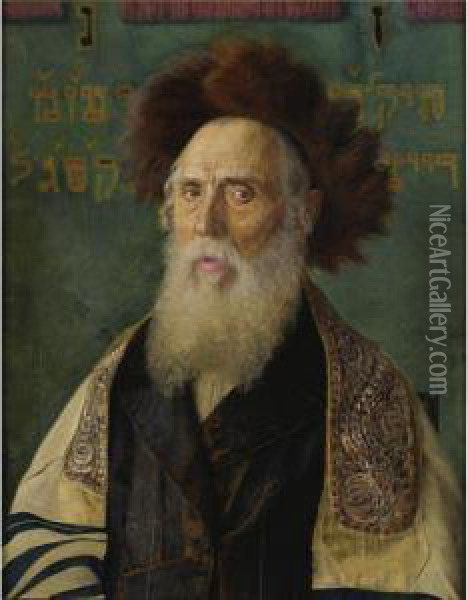 Portrait Of A Rabbi With Fur Hat Oil Painting - Isidor Kaufmann