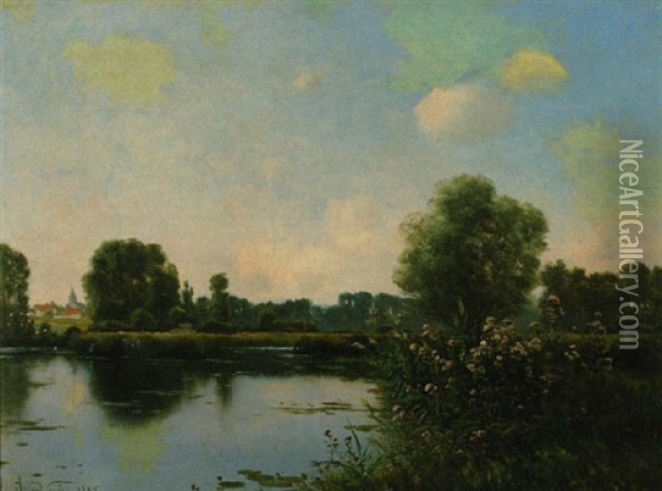 Flusslandschaft (tourbieres A Ballamaurt - Seine Et Marne) Oil Painting - Armand Guery