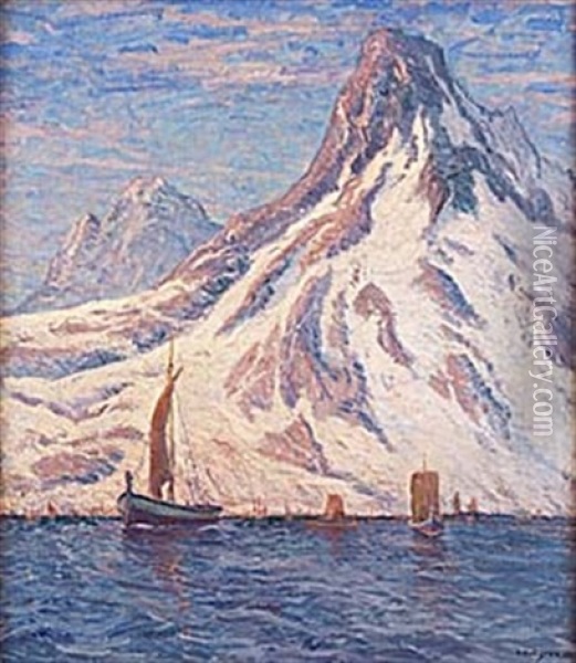 Fiskeflotta, Lofoten Oil Painting - Oscar Hullgren