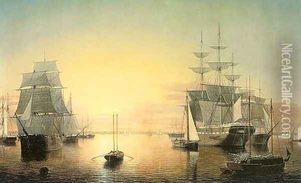 Boston Harbor 1850-55 Oil Painting - Fitz Hugh Lane
