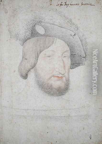 Portrait of Francois I (1494-1547) before 1525 Oil Painting - (studio of) Clouet