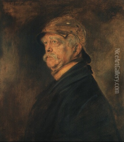 Otto Furst Von Bismarck In Uniform Und Mit Helm Oil Painting - Franz Seraph von Lenbach