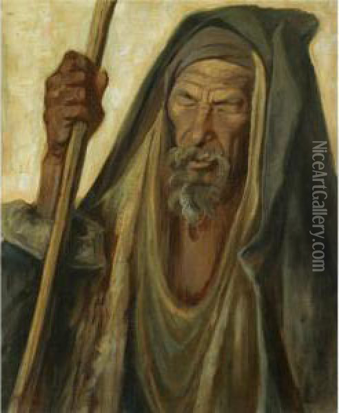 Portrait Of An Egyptian Oil Painting - Konstantinos Maleas