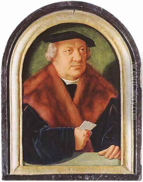 Portrait of Scholar Petrus von Clapis c. 1528 Oil Painting - Barthel Bruyn
