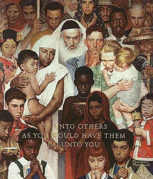 The Golden Rule Oil Painting - Norman Rockwell