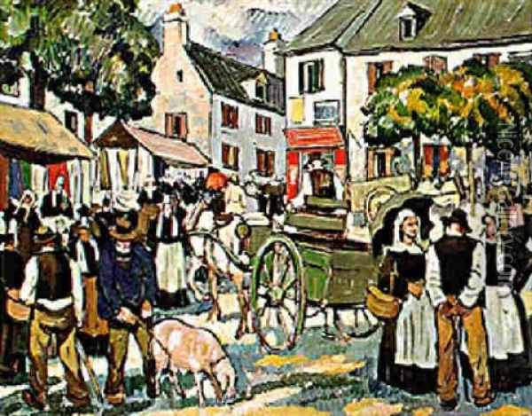 Marche A Pont-aven Oil Painting - Pierre De Belay