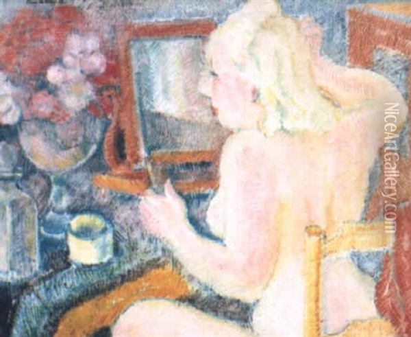 Helene Au Miroir Oil Painting - Pierre De Belay
