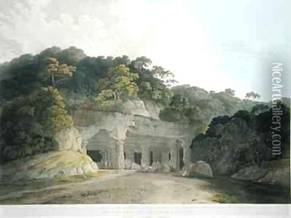 The Entrance to the Elephanta Cave Oil Painting - Thomas & William Daniell