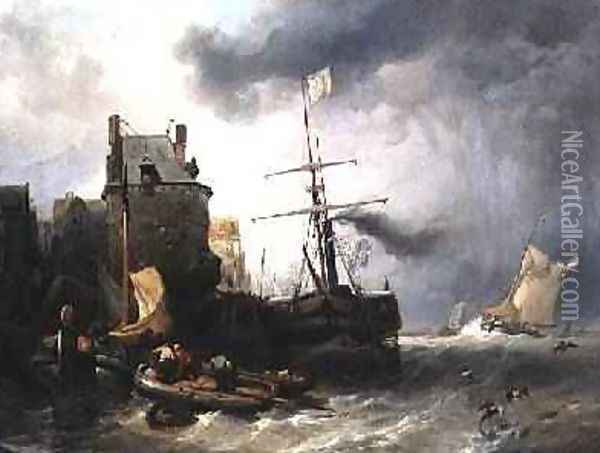 The Storm at Dunkirk Oil Painting - Wijnandus Johannes Josephus Nuyen