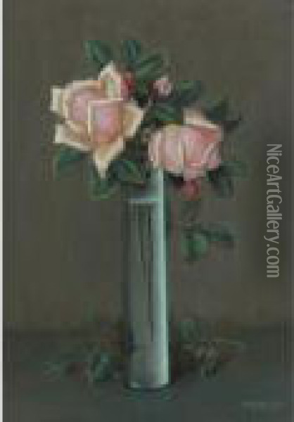 Florero Con Rosas Oil Painting - Alfredo Ramos Martinez