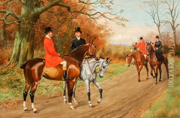Riders On Horseback Oil Painting - George Derville Rowlandson
