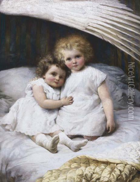 Under The Angel's Wing Oil Painting - William Strutt