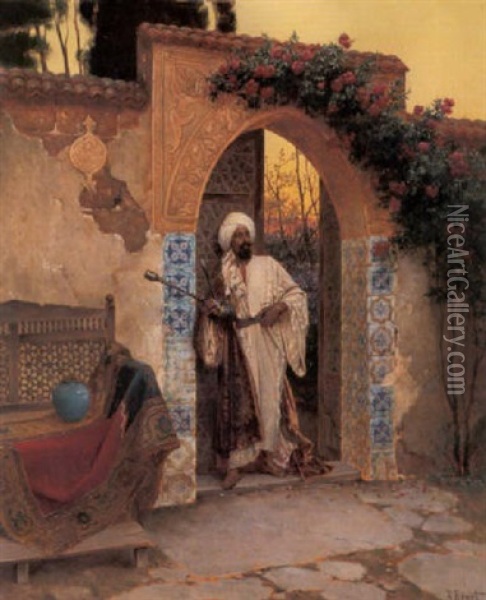 By The Entrance Oil Painting - Rudolf Ernst