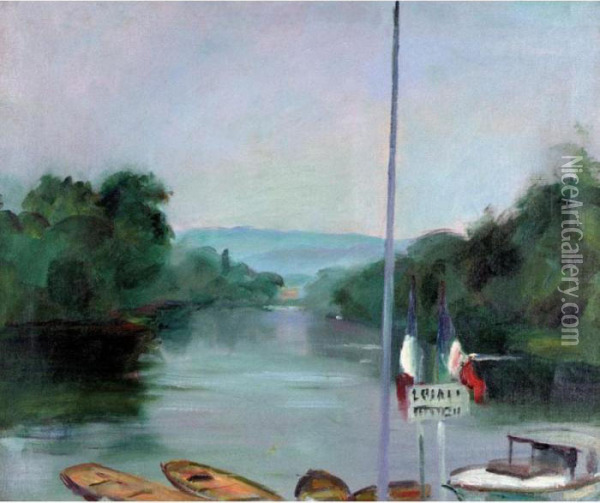 Scene De Riviere Oil Painting - Henri Ottmann