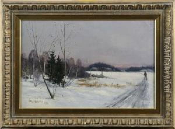 Vintermotiv Med Vandrare Oil Painting - Ivar Nauman