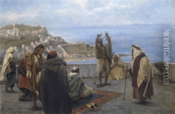 Auf Der Terrasse In Tanger Oil Painting - Felix Possart