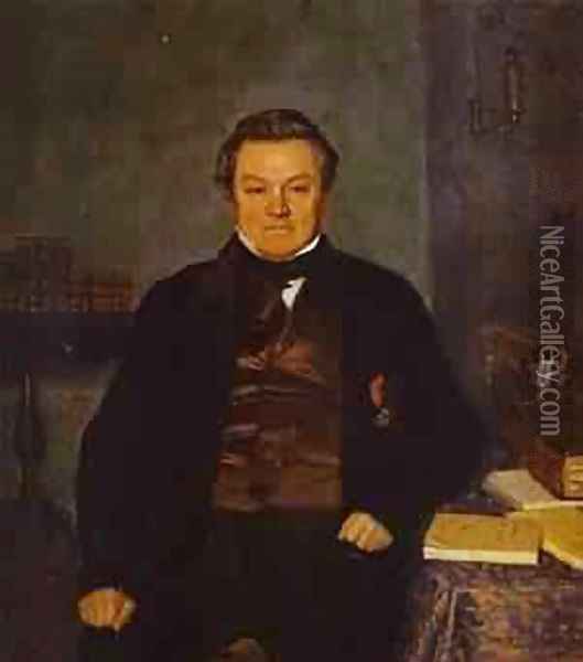 Portrait Of F Ye Yakovlev 1846-47 Oil Painting - Pavel Andreevich Fedotov